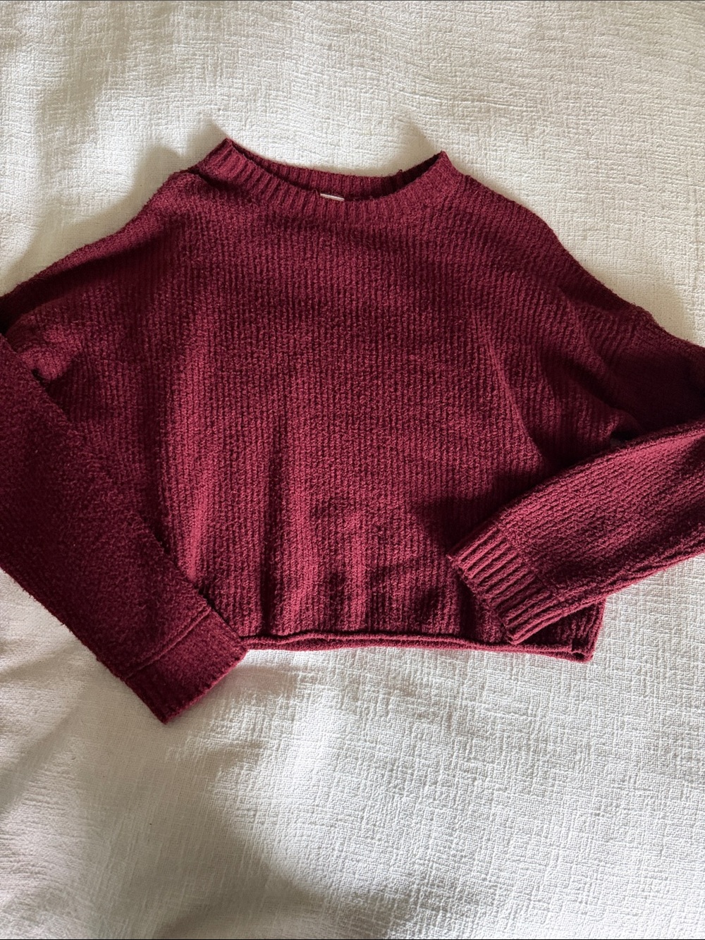 Abound Burgundy Cropped Crewneck Sweater